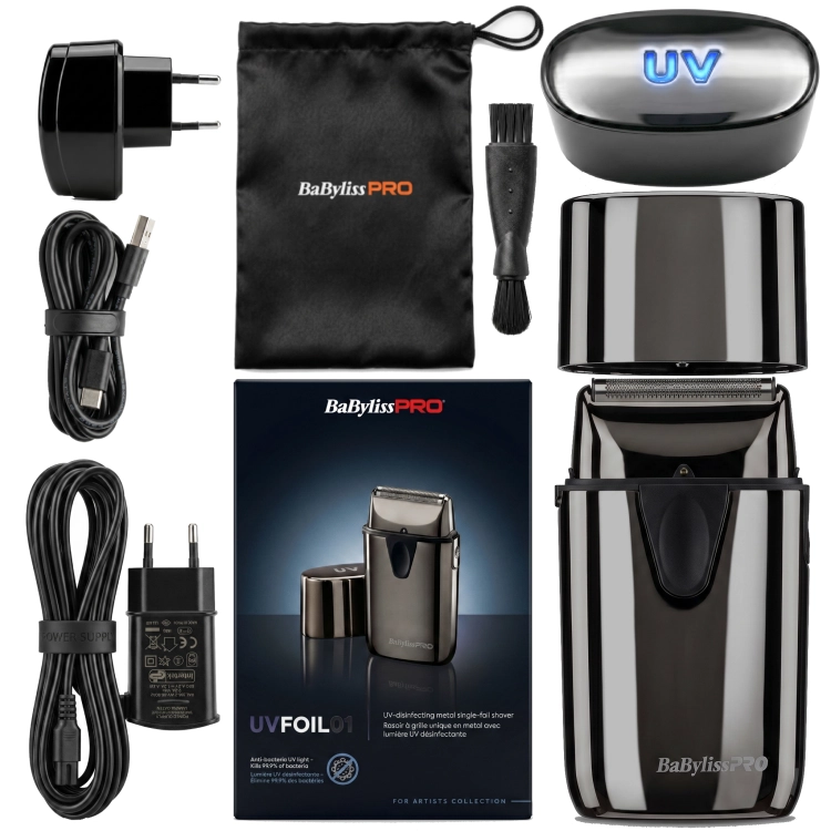 Profesjonalna golarka jednofoliowa BaByliss PRO UV-FOIL01 FXLFS1E w solidnej, w pełni metalowej obudowie.