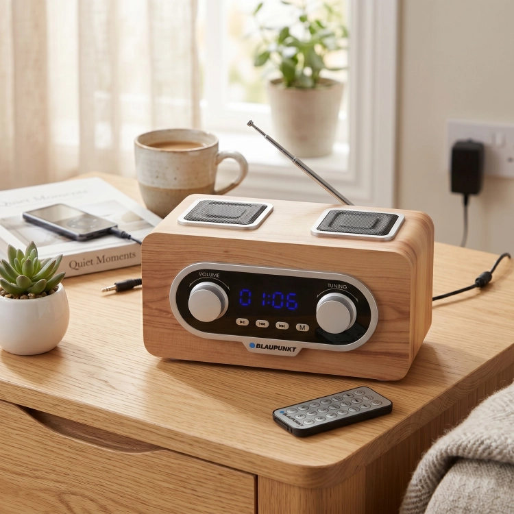 Radioodtwarzacz Przenośny Blaupunkt PP5.2CR Drewno Budzik MP3