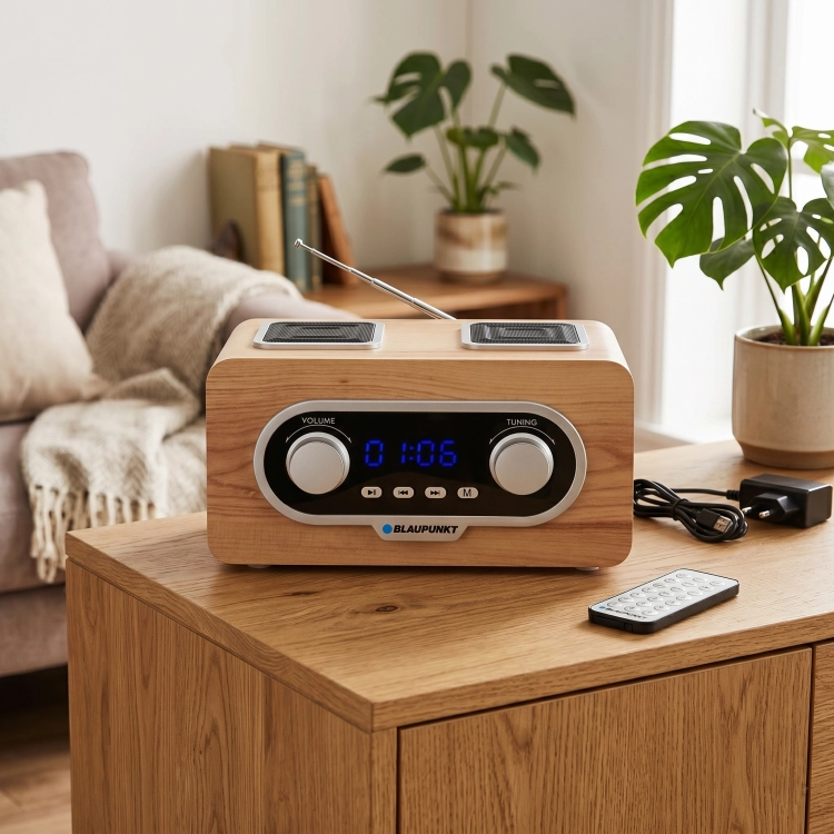 Radioodtwarzacz Przenośny Blaupunkt PP5.2CR Drewno Budzik MP3