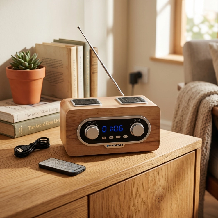 Radioodtwarzacz Przenośny Blaupunkt PP5.2CR Drewno Budzik MP3