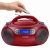 Przenośny boombox Blaupunkt BB18RD w nowoczesnej, czerwonej obudowie z czarnymi detalami.