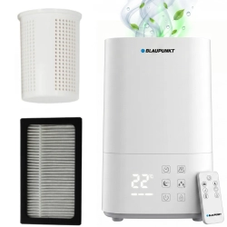 Ultradźwiękowy nawilżacz powietrza Blaupunkt AHS701 z dotykowym panelem w białej obudowie.