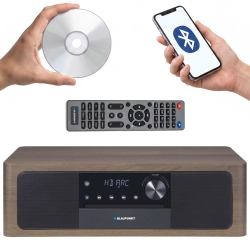 Mikrowieża stereo Blaupunkt MS22BT w nowoczesnej, minimalistycznej obudowie.