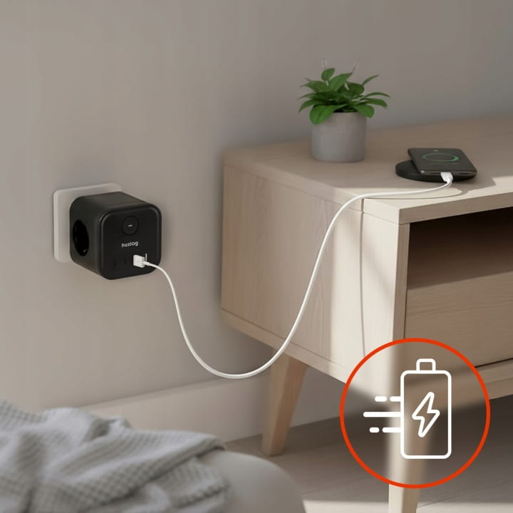 Kostka Zasilająca Rozgałęźnik Huslog HUS1050 3xAC 4xUSB