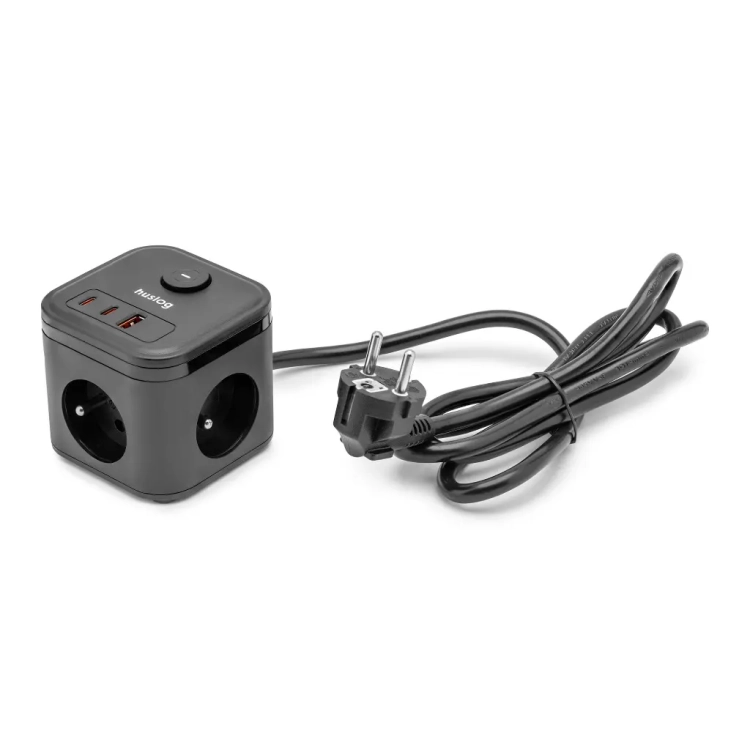Zintegrowane porty 2x USB-C i 1x USB-A o mocy 20W w kostce Huslog HUS1002.