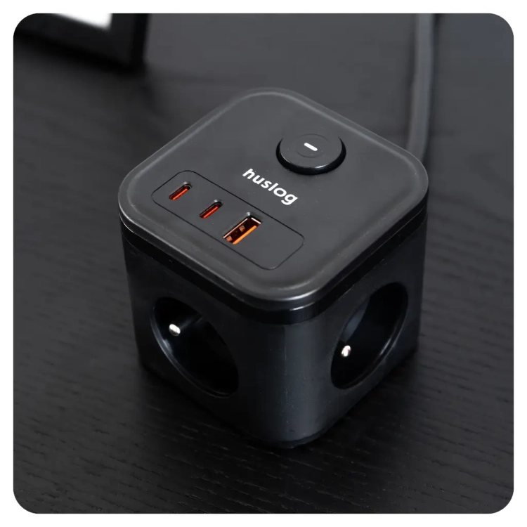 Kostka Zasilająca Huslog HUS1002 3xAC 2xUSB-C 1xUSB 20W QC