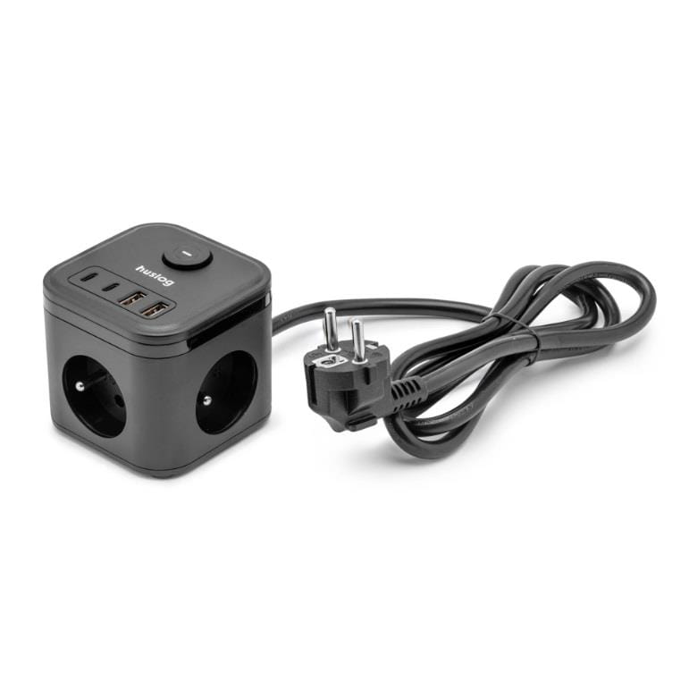 Zintegrowane porty ładujące 2x USB-C oraz 2x USB-A w listwie Huslog HUS1003.