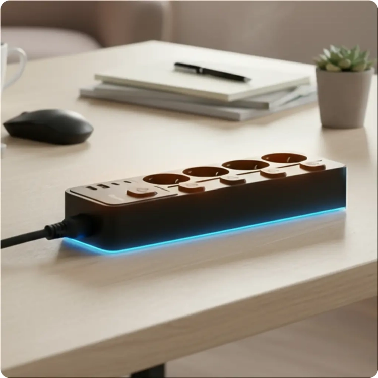 Przedłużacz Listwa Huslog HUS1053 4xAC 2xUSB-C 2xUSB 1,5m