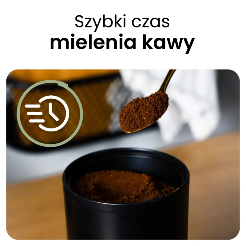 Kompaktowa konstrukcja ułatwiająca przechowywanie urządzenia w kuchni.