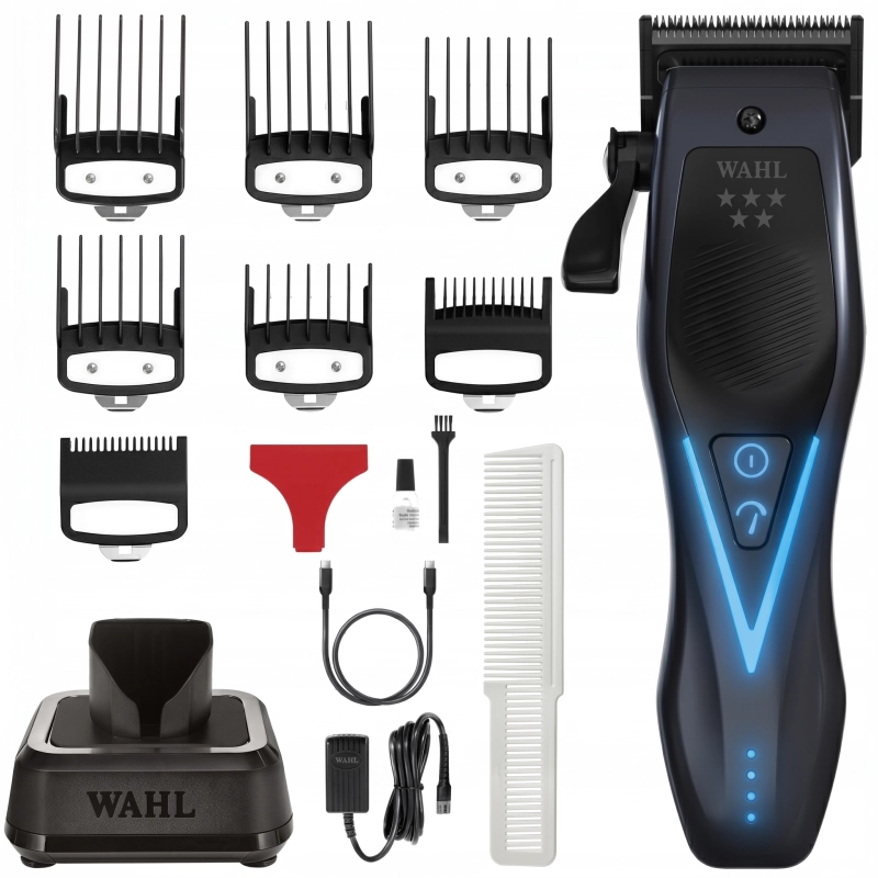 Profesjonalny sprzęt barberski Wahl Vapor Switch Cordless w czarnej, ergonomicznej obudowie.