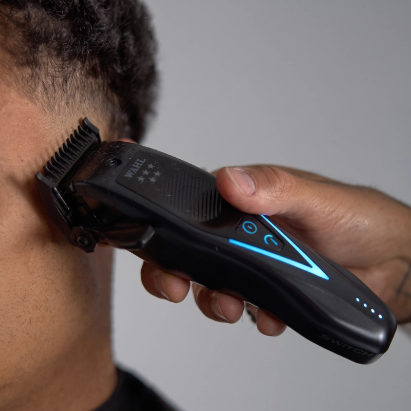 Manualny selektor charakterystyki pracy dźwigni bocznej bez użycia klucza w Wahl Vapor Switch Cordless.