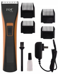 Kompletny pakiet narzędzi barberskich z nasadkami oraz bezprzewodowa maszynka do strzyżenia włosów FOX Orange.