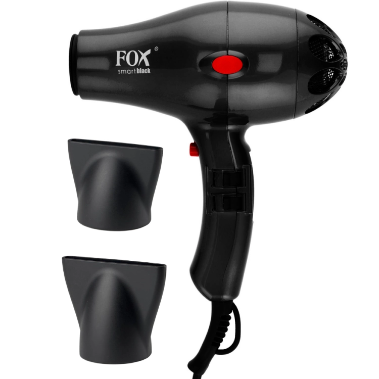 Profesjonalna i kompaktowa suszarka do włosów FOX Smart Black w eleganckiej, czarnej obudowie.